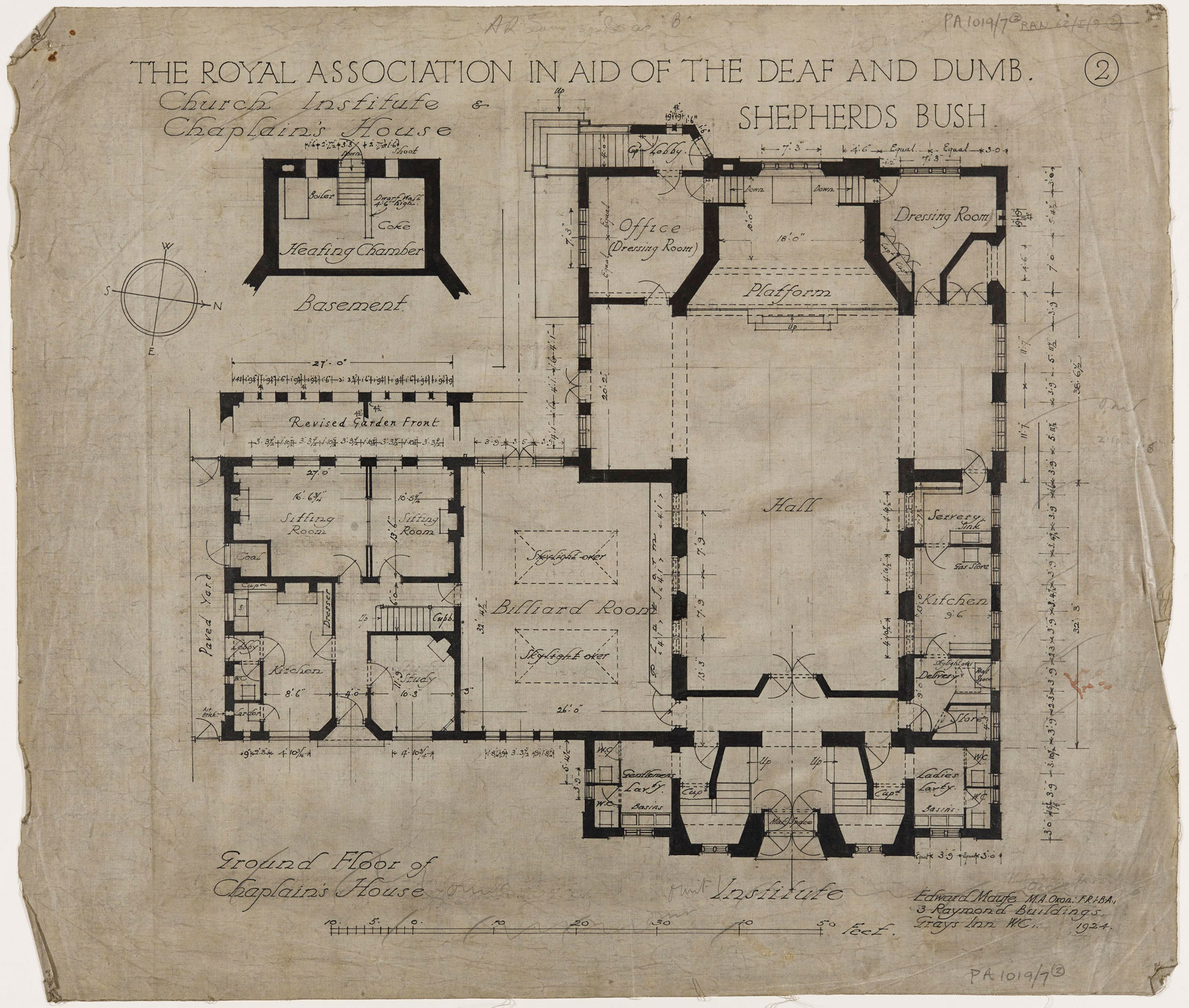Architectural drawing of the floor plan of the church