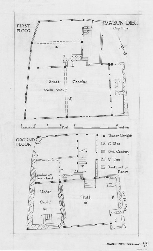 Image shows architect's plan of maison dieu