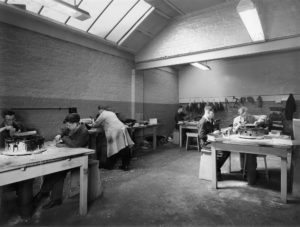 boys in a workshop at the school.